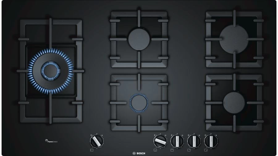 Gas cooktop BOSCH  PPS9A6B90 (5 fields; black color)