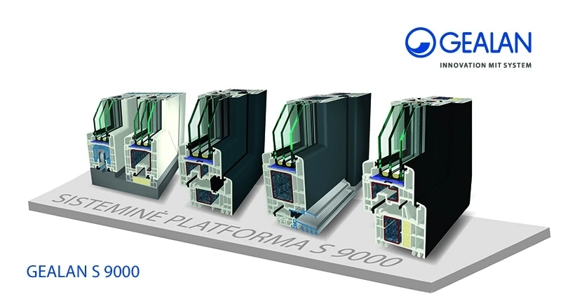 Kombinuota profilių šiltiems plastikiniams langams ir durims sistema GEALAN S 9000