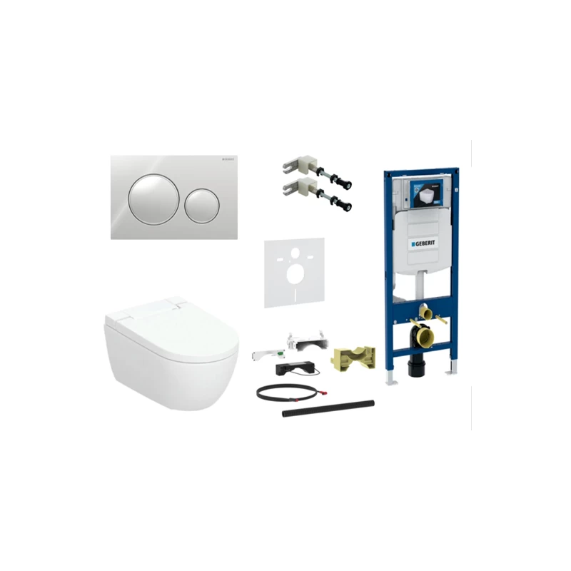 Geberit AquaClean Alba Premium komplektas su Duofix Sigma WC instaliacine sistema, Sigma 20 Round mygtukas, chromo