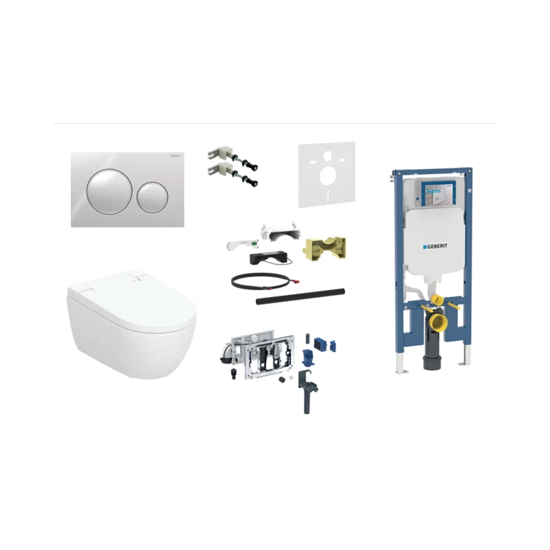 Geberit AquaClean Alba Premium Plus komplektas su Duofix Sigma 8 cm WC potinkinė montavimo sistema, chromo klavišas
