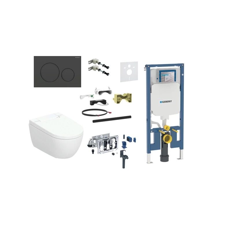 Geberit AquaClean Alba Premium Plus komplektas su Duofix Sigma 8 cm WC potinkine montavimo sistema, juodas klavišas