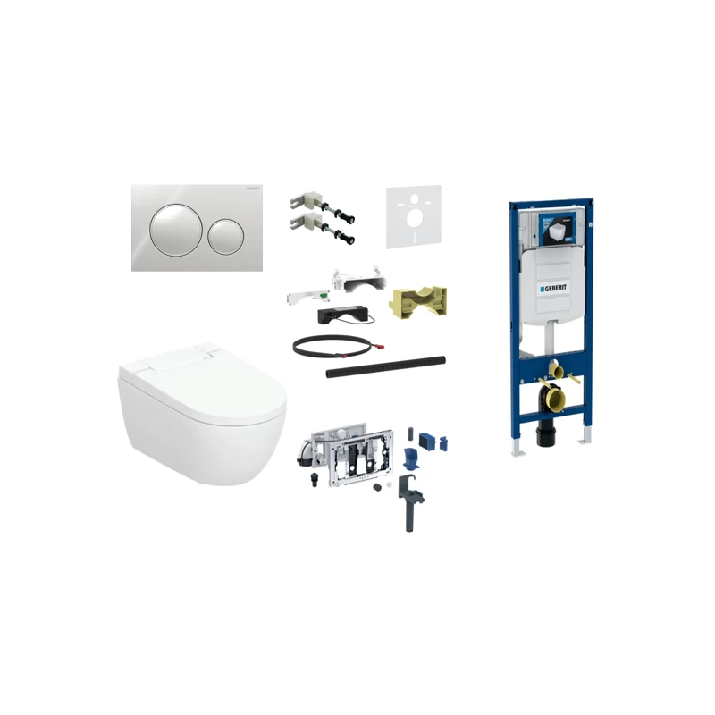Geberit AquaClean Alba Premium Plus komplektas su Duofix Sigma WC instaliacine sistema, chromo klavišas