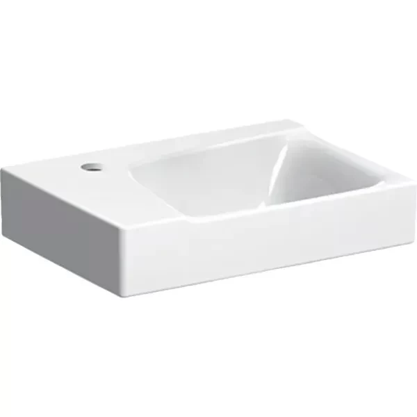 Geberit Xeno² praustuvas mažoms patalpoms: 40x12.5x28cm, balta / KeraTect, Maišytuvo skylė kairėje, 500528011
