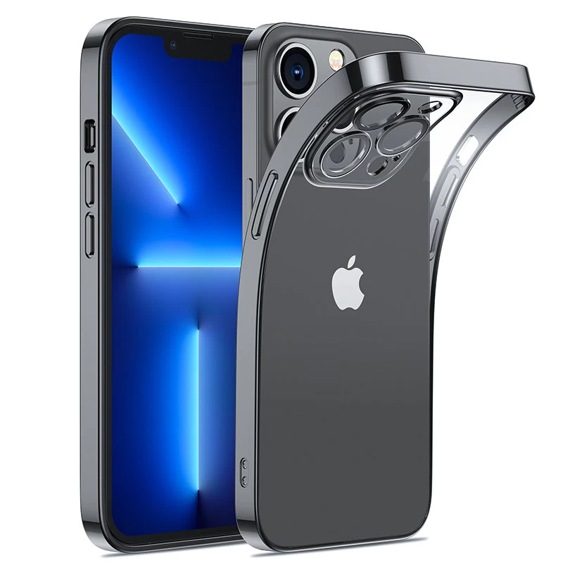 Gelinis Dėklas iphone 14 Plus Dėklas Su Metaliniu Rėmeliu 14q Juodas