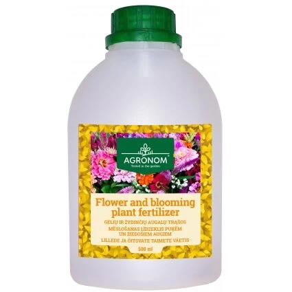 Gėlių ir žydinčių augalų trąšos AGRONOM, 0,5l Gėlių ir žydinčių augalų trąšos AGRONOM, 0,5l