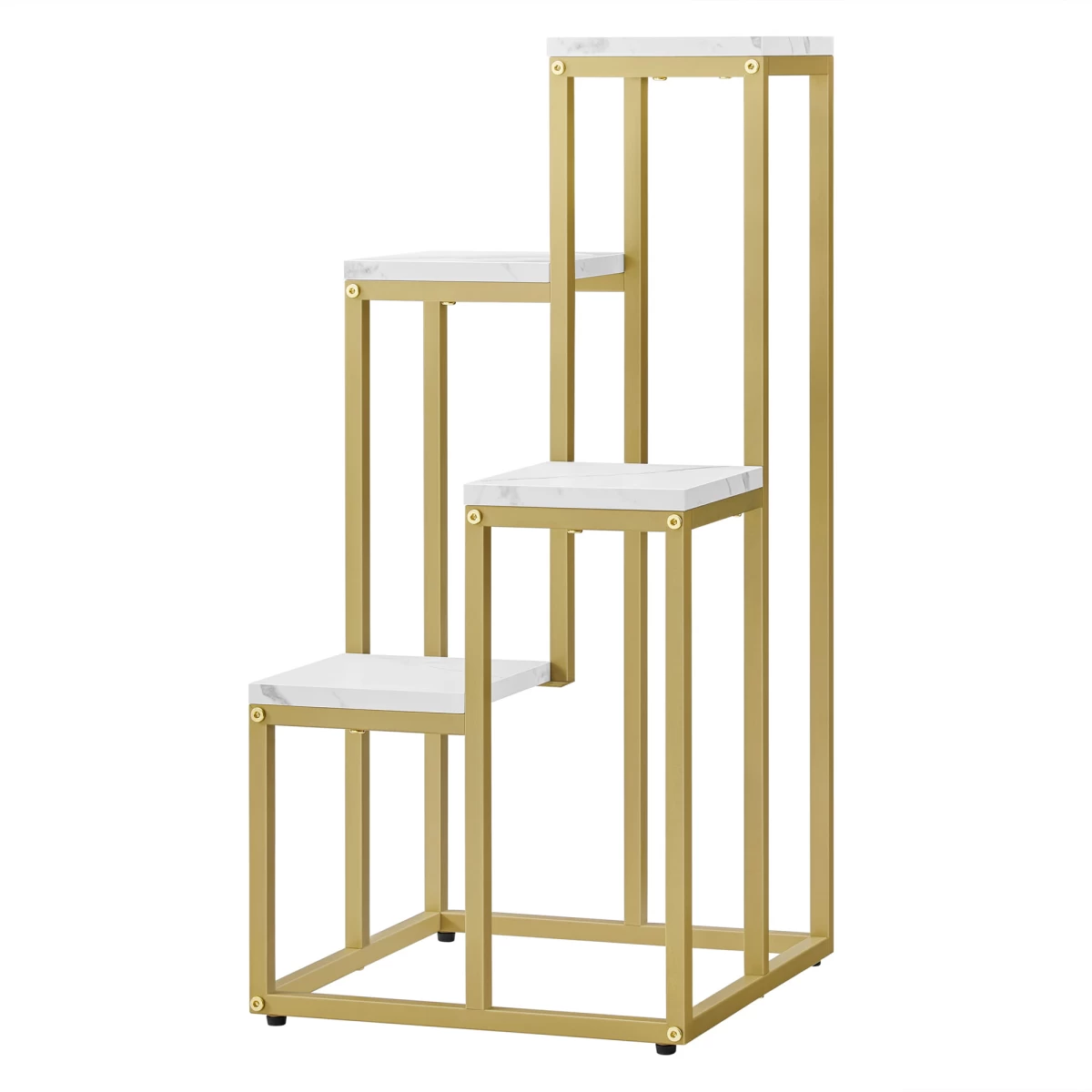 Gėlių Lova Knygų Spinta 4 Lentynos - Marmurinės / Auksinės Kojos