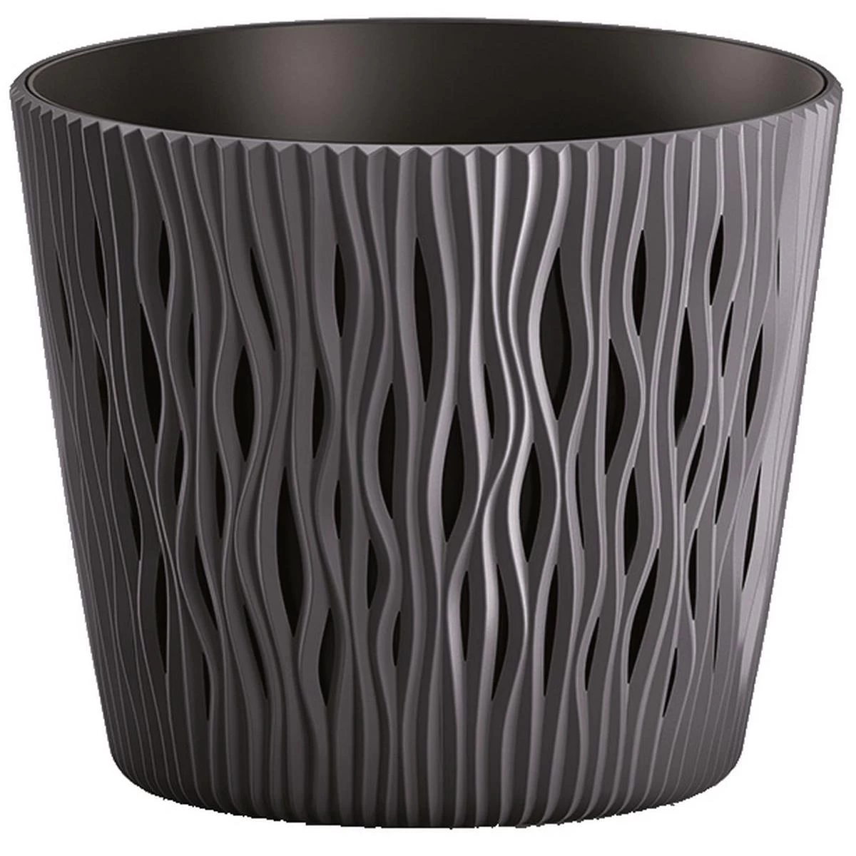 Gėlių Vazonas Smėlėtas Apvalus Dia 19 Cm - Antracito Spalvos