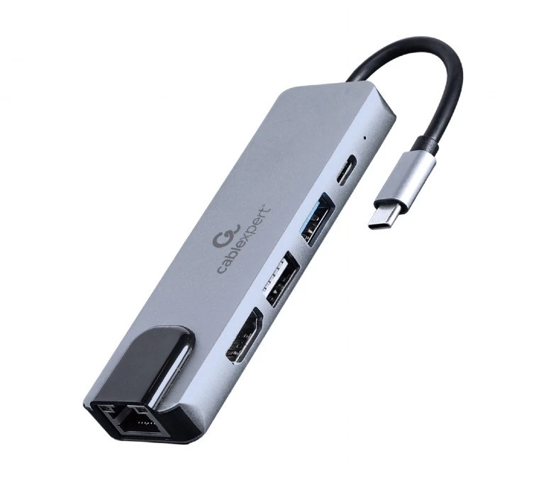 Gembird A-CM-COMBO5-04 USB Type-C 5-in-1 multi-port adapter (Hub + HDMI + PD + LAN)