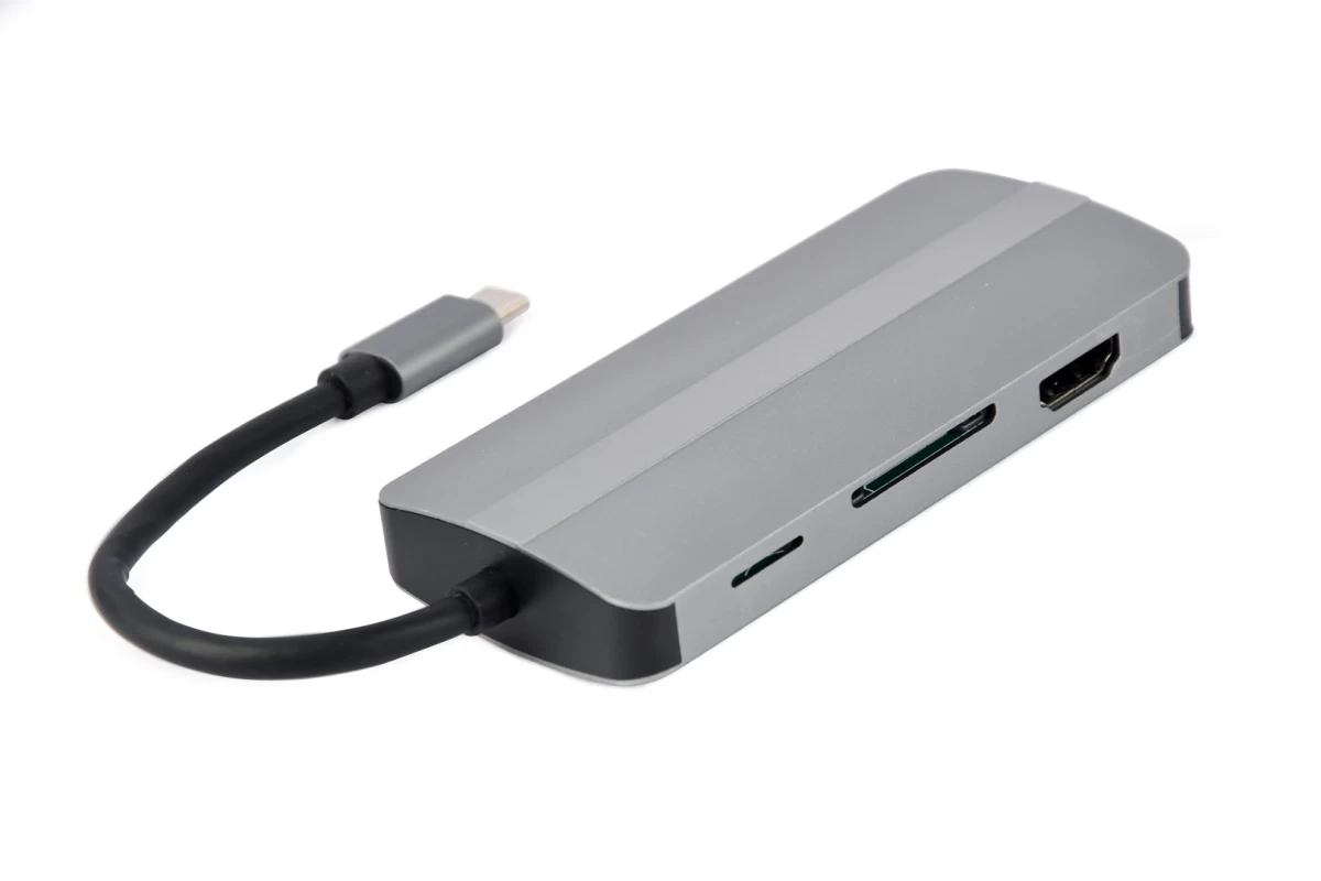 Gembird A-CM-COMBO8-02 notebook dock/port replicator USB Type-C Silver