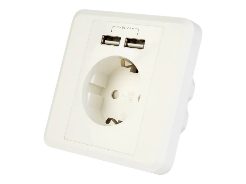 Gembird Eg-acu2a2-01 Gembird įleistinis 230v Viengubas Lizdas + 2x Usb 2.4a Schuko