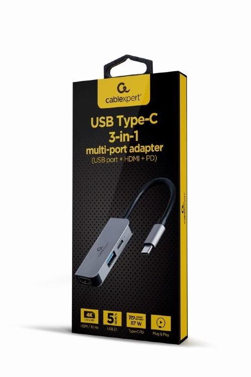 Gembird Usb šakotuvas Usb-c Pd Hdmi Usb 3.1