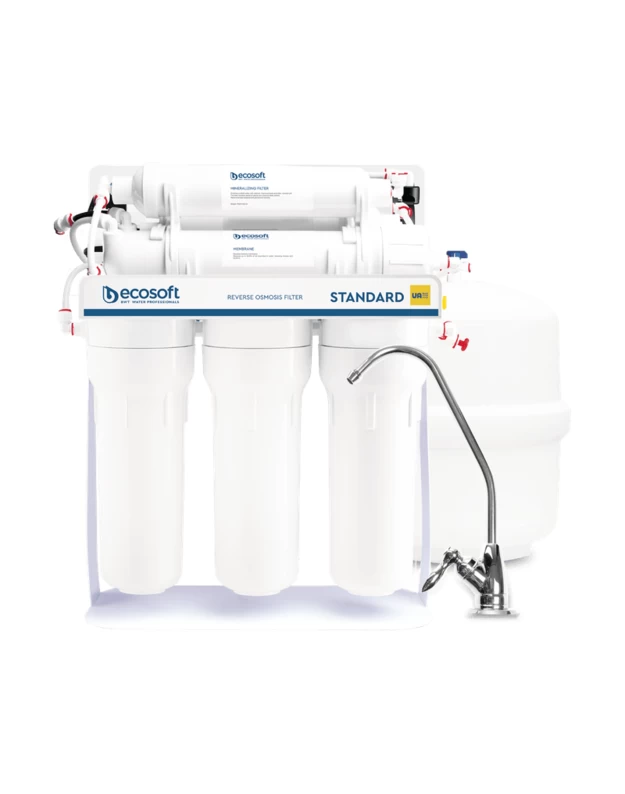 Geriamo vandens sistema Ecosoft Standart Pro su metaliniu rėmu, mineralizacija ir slėgio pakėlimo siurbliu Geriamo vandens sistema Ecosoft Standart Pro su metaliniu rėmu, mineralizacija ir slėgio pakėlimo siurbliu
