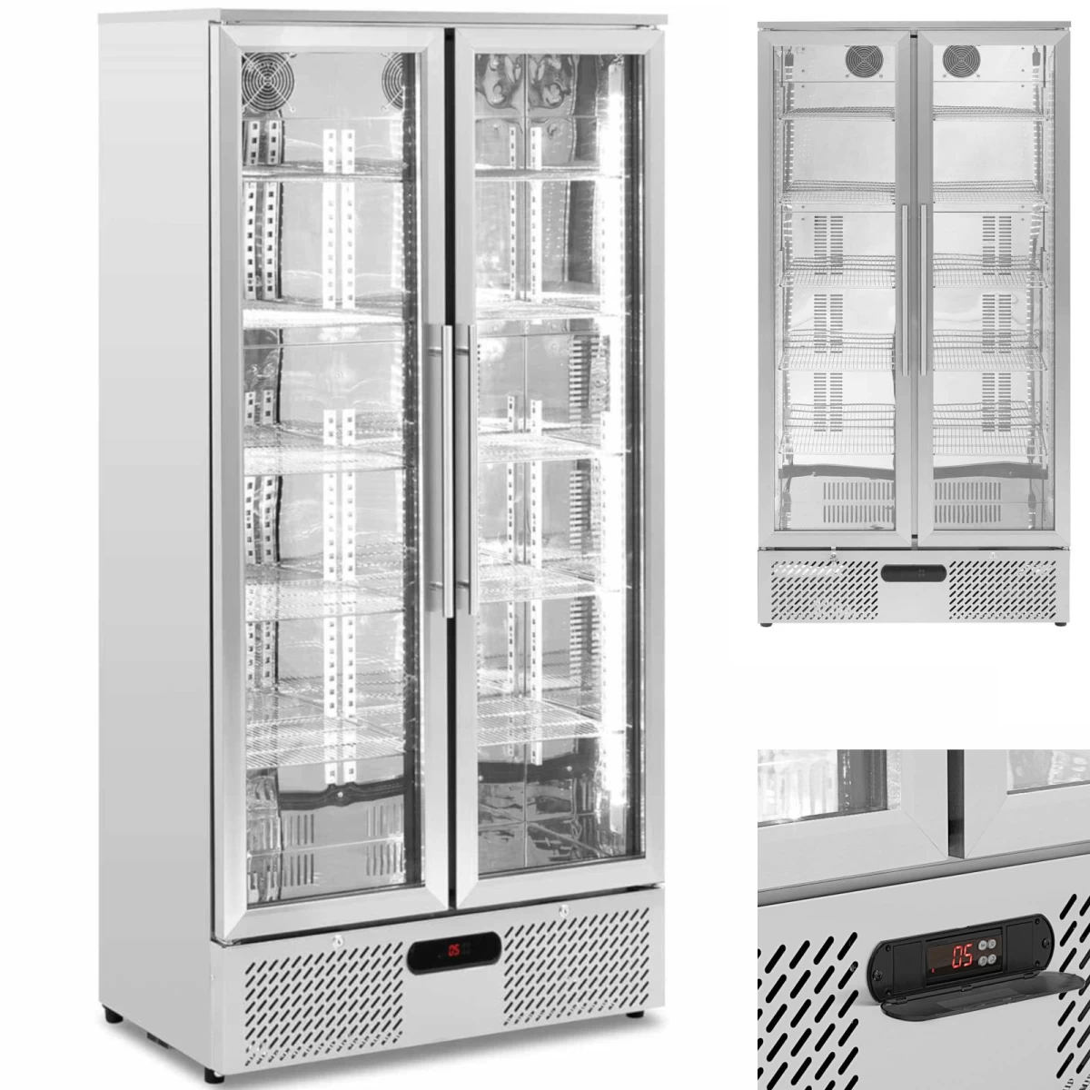 Gėrimų šaldytuvas Su 2 Durimis, Glazūruotas, 458 L, 295 W, Sidabrinės Spalvos