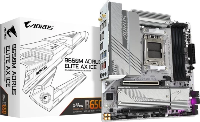 Gigabyte B650m Aorus Elite Ax Ice Motininė Plokštė (socket Am5 / Micro Atx)