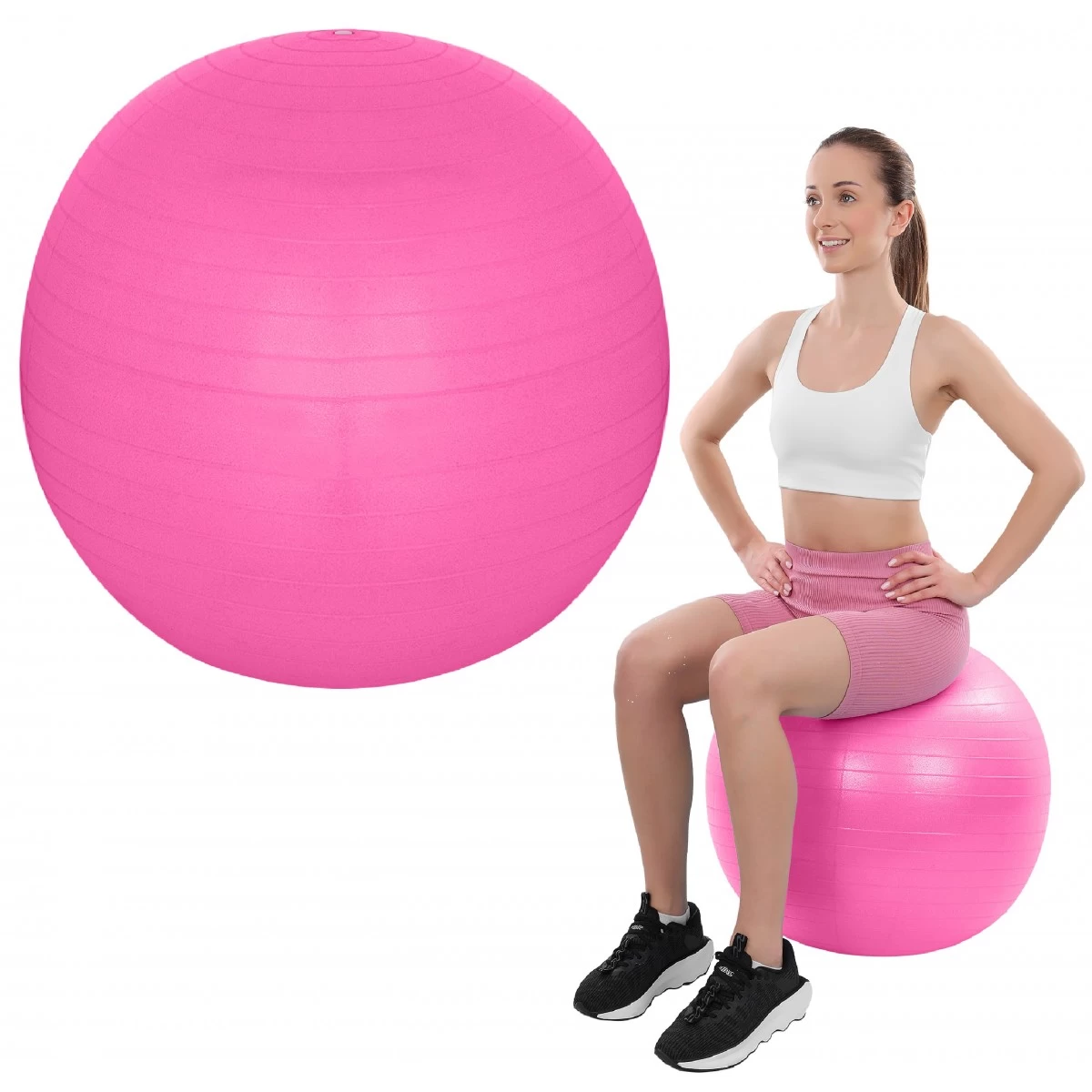 Gimnastikos Kamuolys Fitnesui 65cm Antiburst Rožinės Spalvos