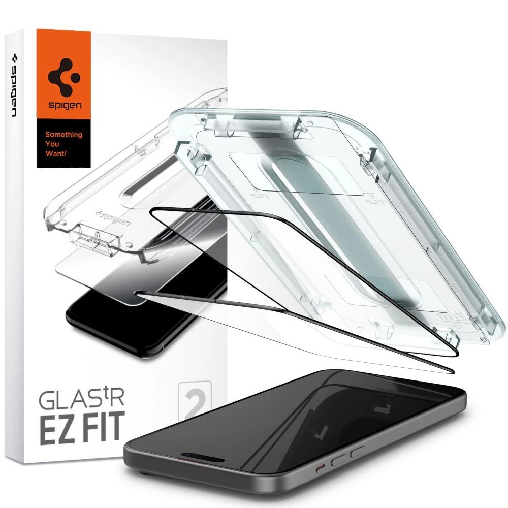 Glas.tr Ez Fit Fc Grūdintas Stiklas Iphone 15 Juodas - 2 Vnt.