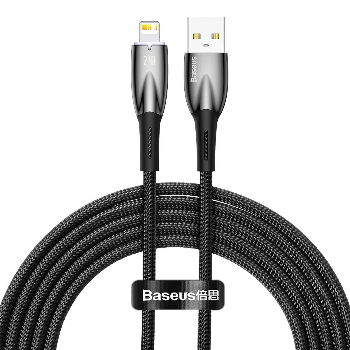 Glimmer Serijos Usb-a Iphone Lightning Kabelis 480mb-s 2.4a 2m Juodas