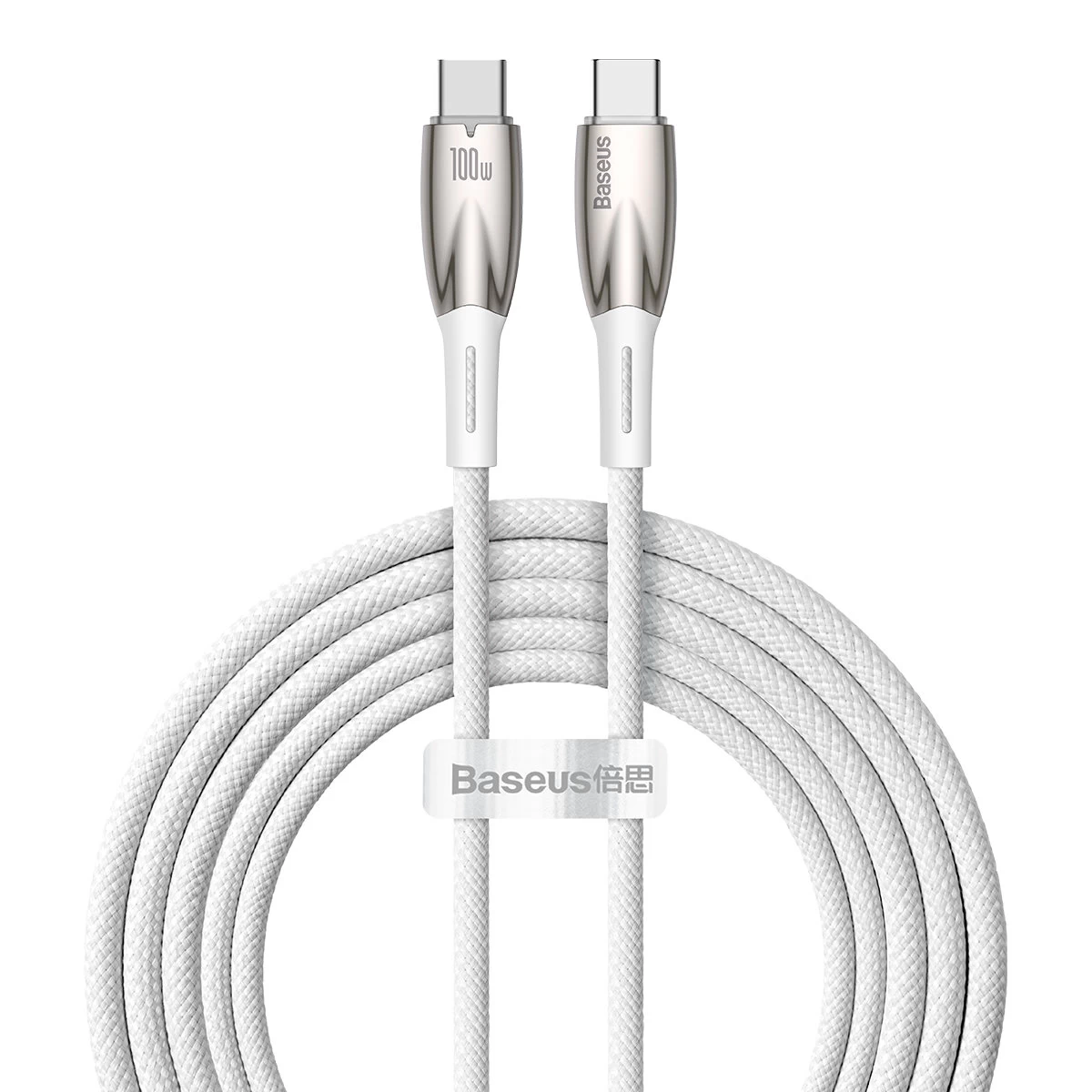 Glimmer Serijos Usb-c 480mb/s Pd 100w Greitojo įkrovimo Kabelis 2 M, Baltas