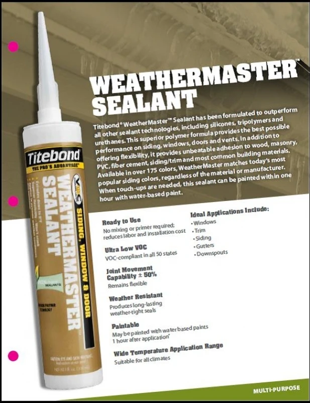 Titebond® WeatherMaster ™ - Aukščiausios kokybės polimero sandariklis