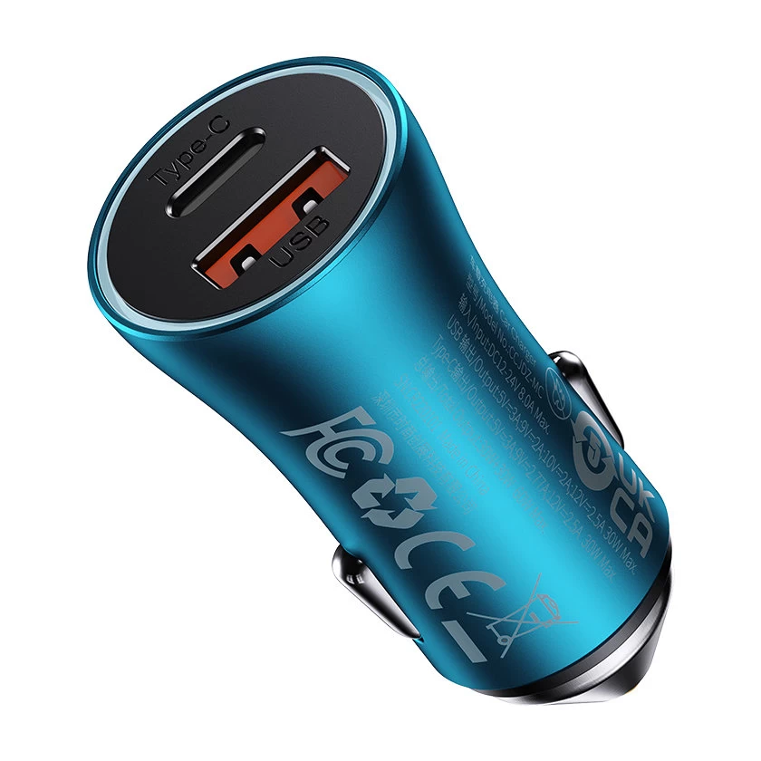 golden Contactor Max Usb-c Usb Greitasis Automobilinis įkroviklis 60 W Qc Mėlynas