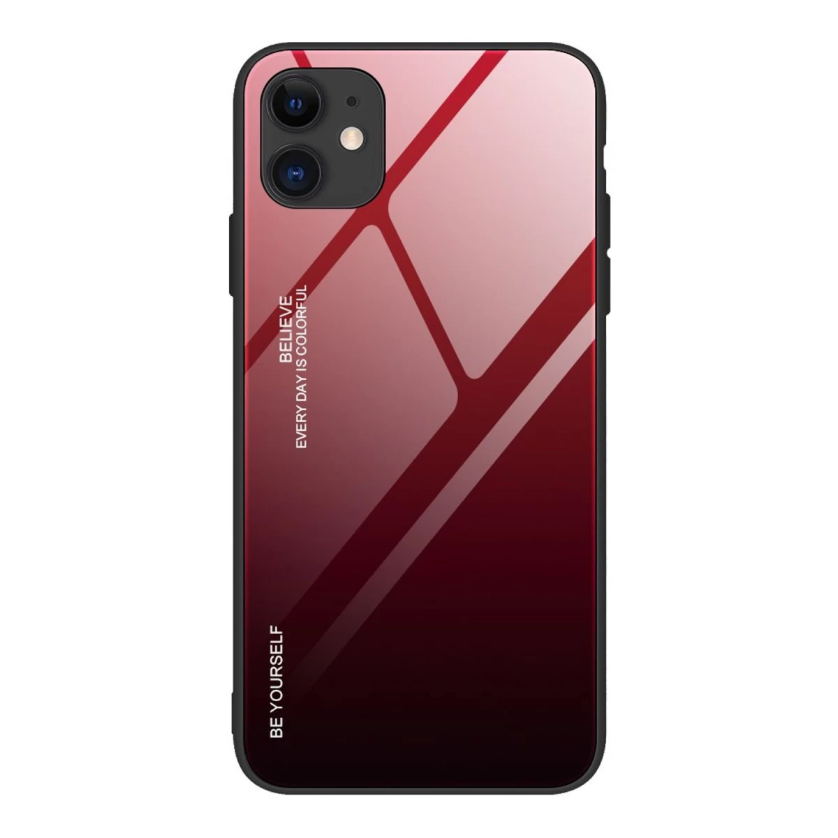 Gradientinis Stiklo Dėklas Iš Grūdinto Stiklo iphone 12 Mini Juodos Ir Raudonos Spalvos