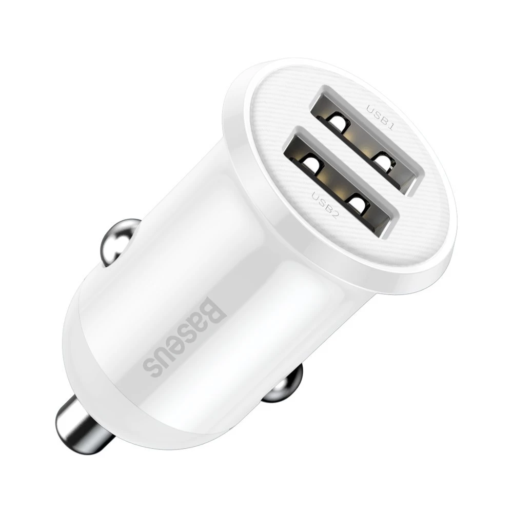 grain Pro 2x Usb 4,8 A Automobilinis įkroviklis Cigarečių Uždegiklio Lizdui, Baltas
