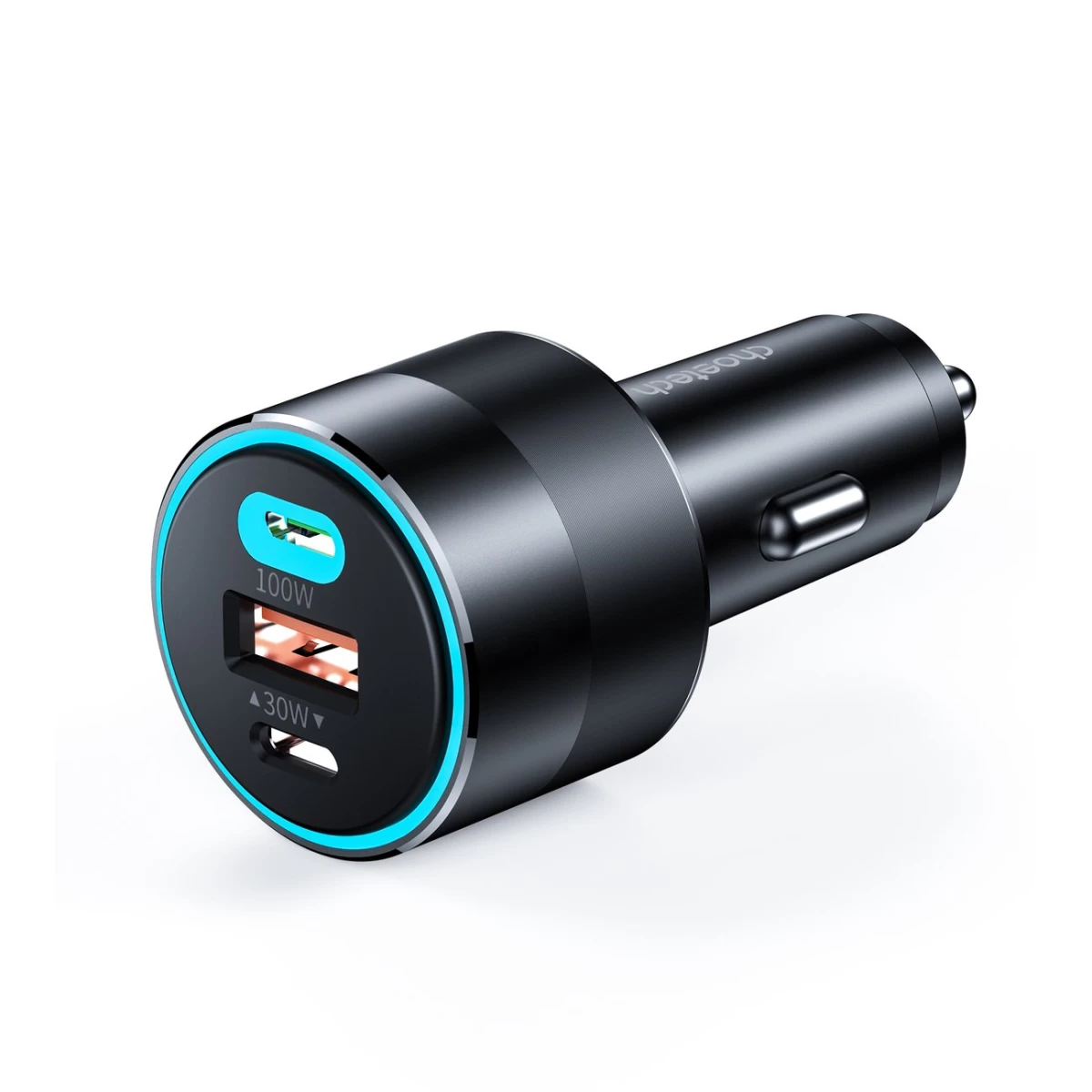 Greitas 130w Automobilinis įkroviklis 2xusb-c + Usb-a, Juodas