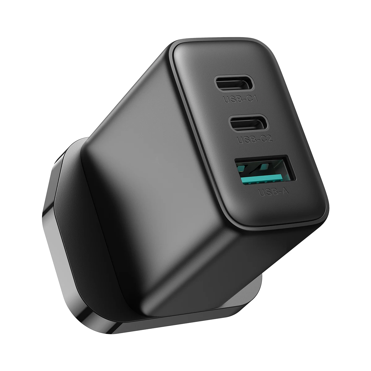 Greitasis įkroviklis 2x Usb-c Usb-a 32w Angliškas Kištukas Uk 32w Juodas