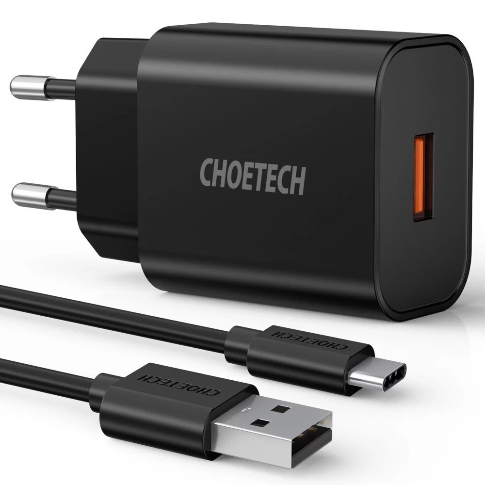 Greitasis įkroviklis Quickcharge 3.0 18w 3a + 1 M Ilgio Usb Laidas, Juodas