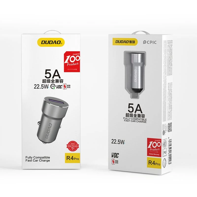 Greitasis Usb įkroviklis į Cigarečių Uždegiklio Lizdą 5a 22,5w Qc Vooc Pilkos Spalvos