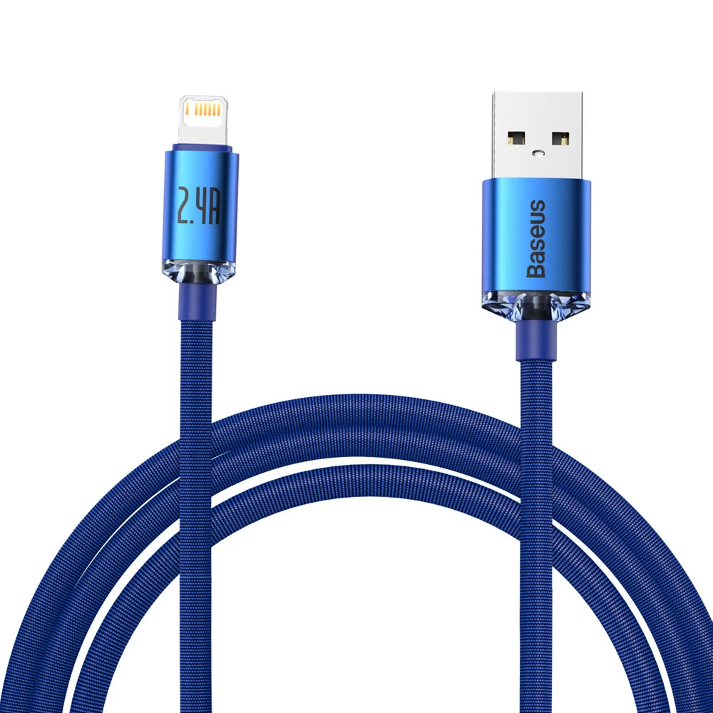 Greito įkrovimo Ir Duomenų Perdavimo iphone Kabelis Usb - lightning 2.4a 2 M Mėlynas
