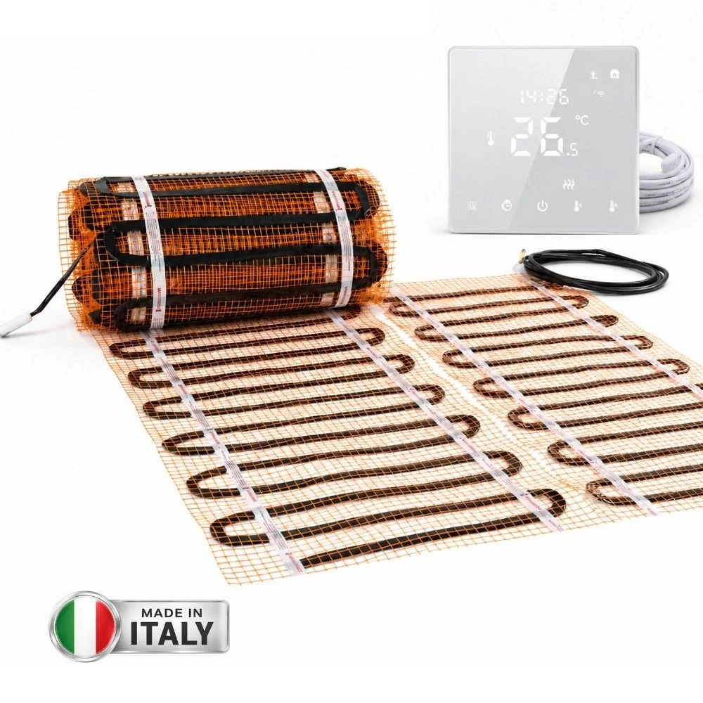 Grindinio šildymo tinklelis Warmset BLACK, 150W + programuojamas termostatas Feelspot WTH22.16 NEW WiFi,300W, 2 m²