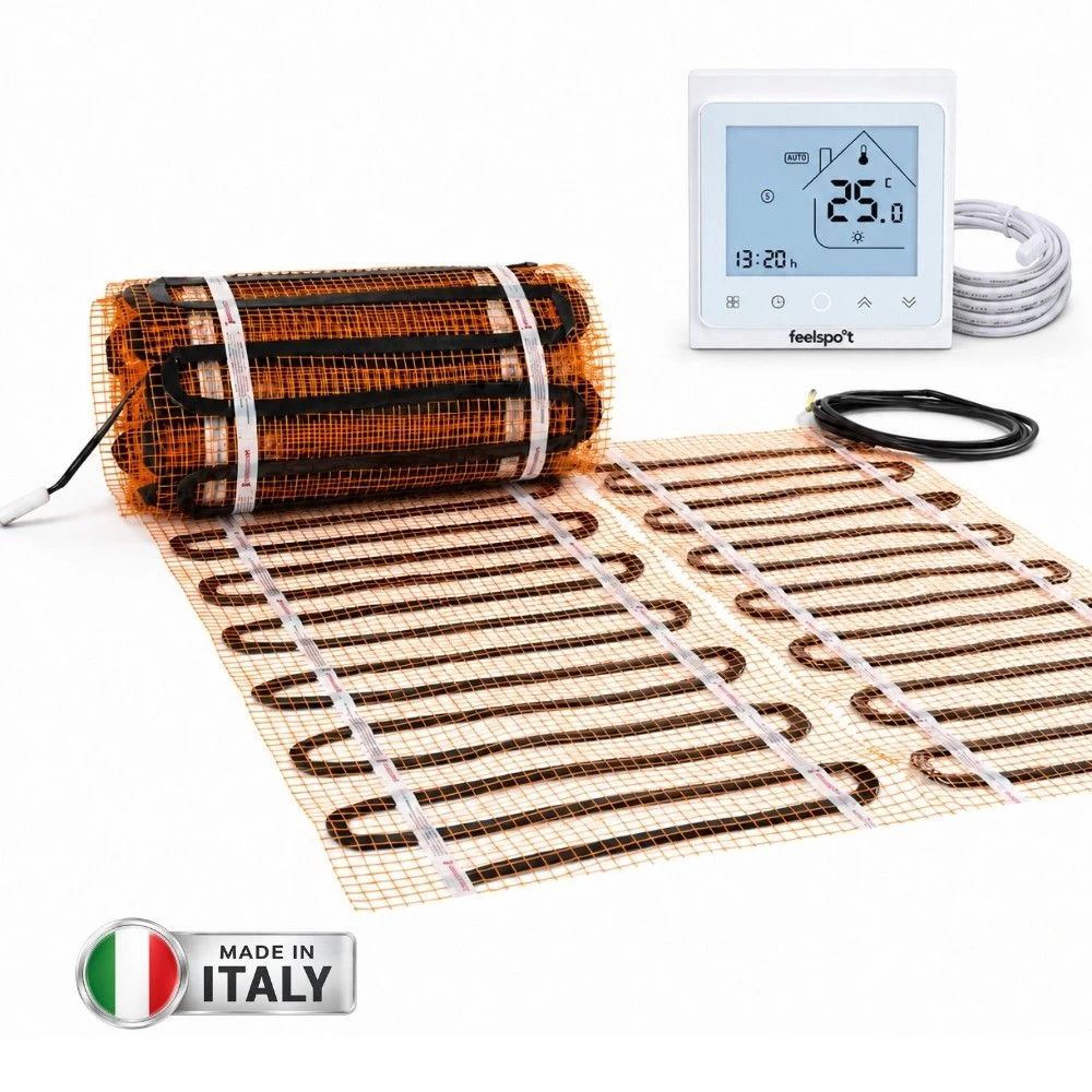 Grindinio šildymo tinklelis Warmset BLACK, 85W + program. termostatas Feelspot WTH51.36 NEW,340W, 4 m²