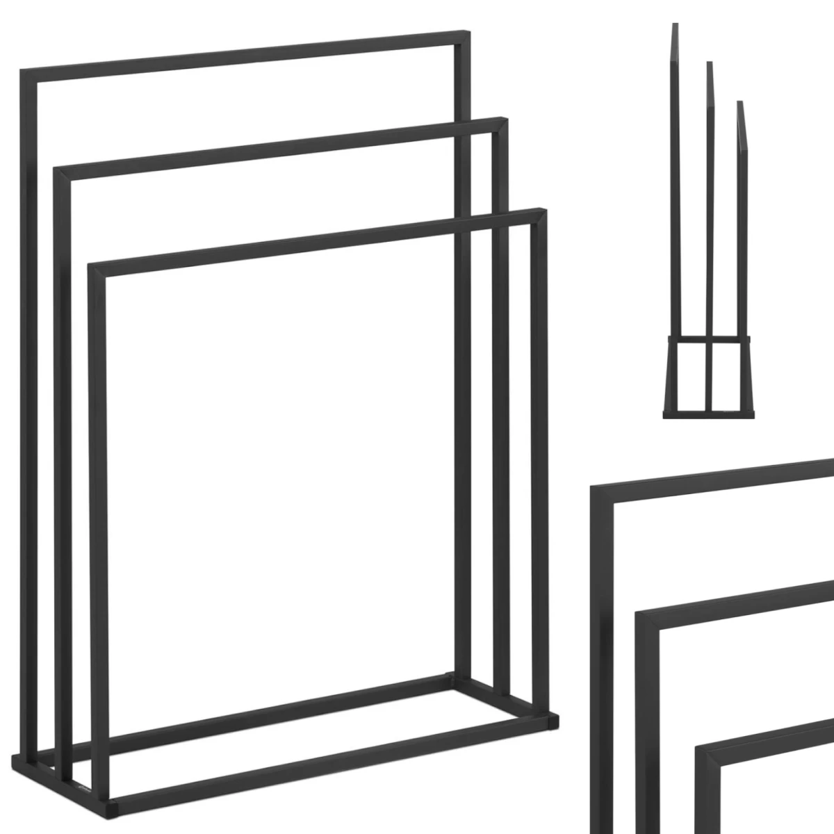 Grindų 3 Rankšluosčių Laikiklis Stal 65 X 21,5 X 84 Cm Tamsiai Pilka