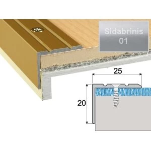 Grindų sujungimo profilis laiptams EFFECTOR A36, 180 x 2,5 x 2 cm, sidabrinė sp.
