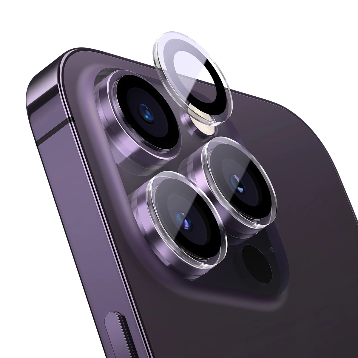 Grūdintas Apsauginis Stiklas iphone 14 Pro / 14 Pro Max Fotoaparatui + Tvirtinimo Rinkinys