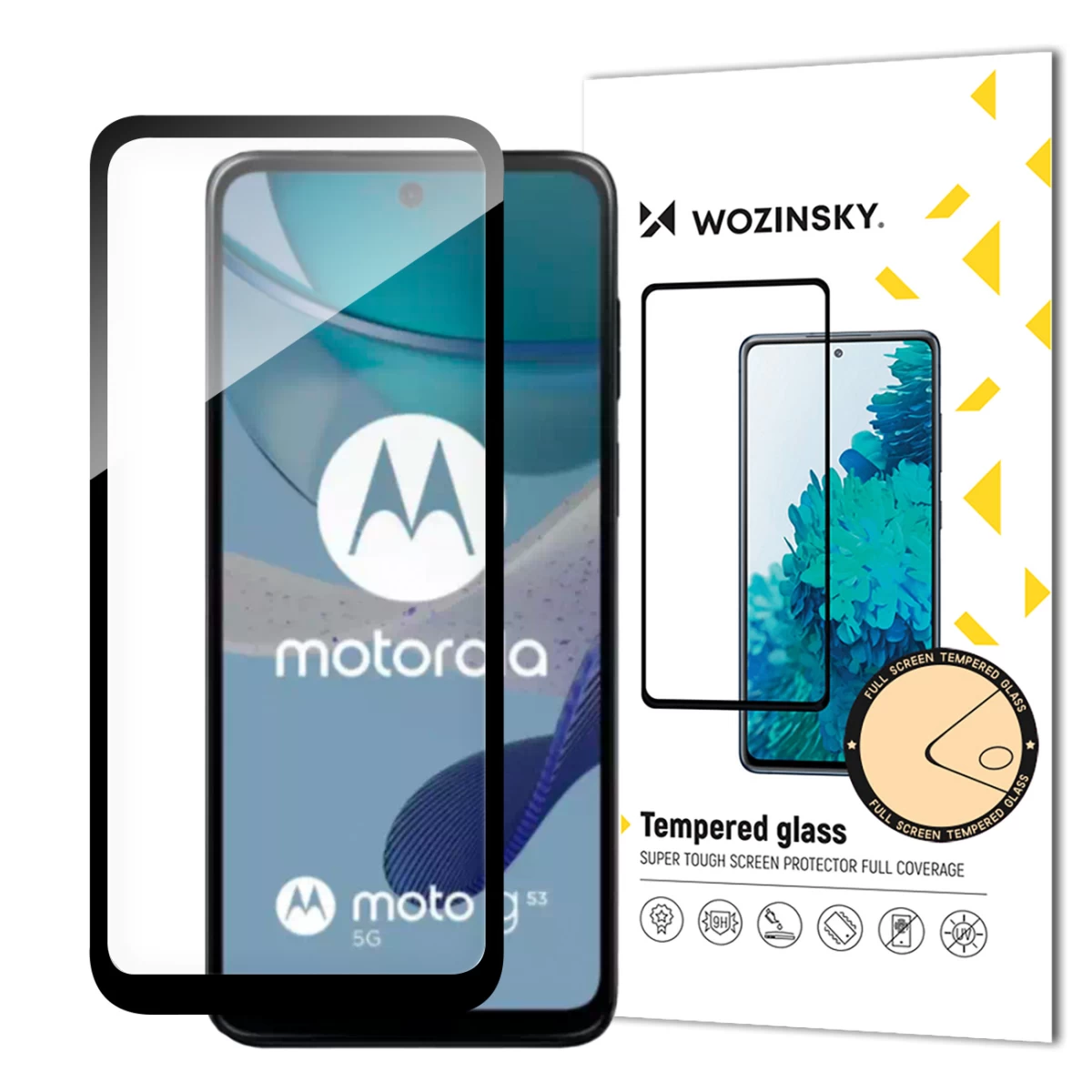 Grūdintas Grūdintas Stiklas motorola G53 Visam Ekranui Su full Glue Rėmeliu, Juodas