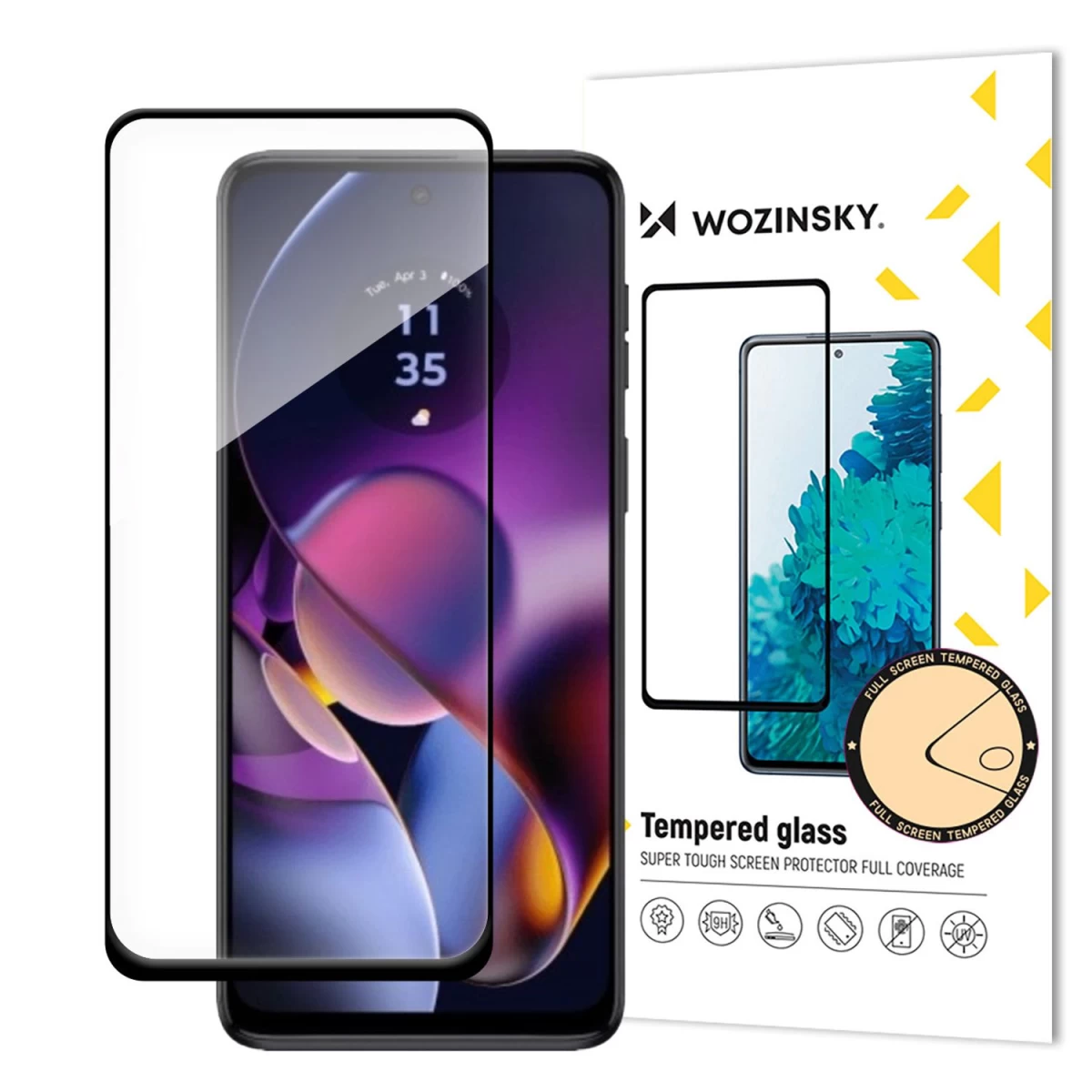 Grūdintas Stiklas 9h Per Visą Ekraną, Skirtas motorola Moto G54 Su Juodu Rėmeliu.