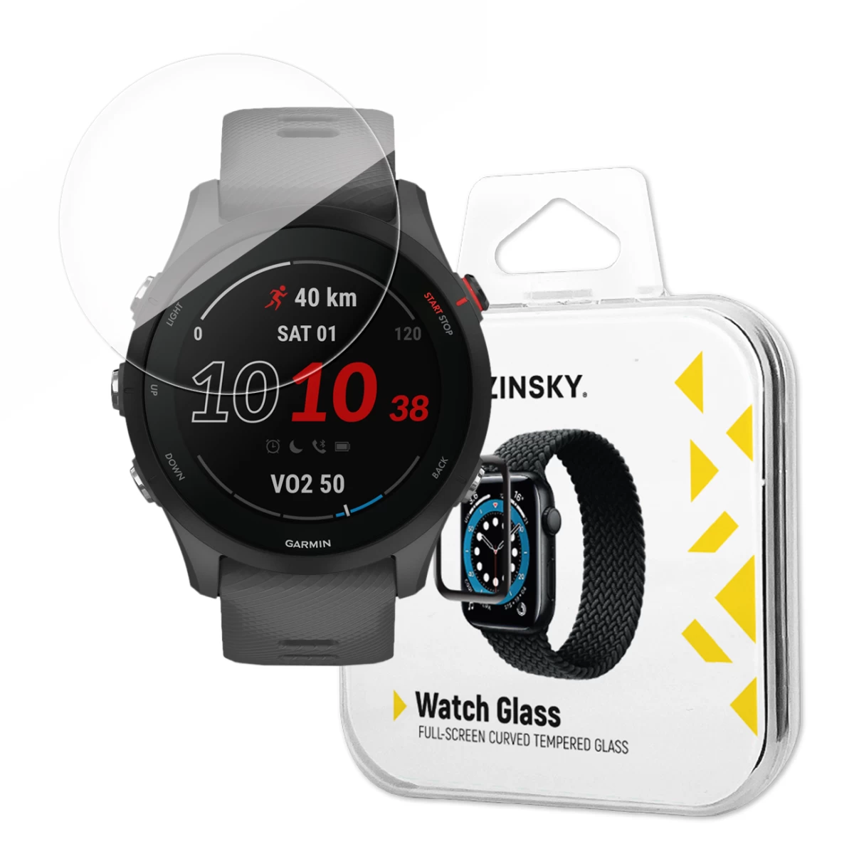 Grūdintas Stiklas 9h Visam Garmin Forerunner 255 Ekranui Su Juodu Rėmeliu Pilnai Klijuotas