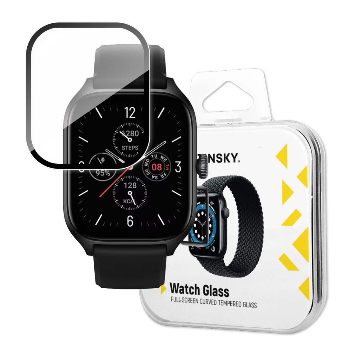Grūdintas Stiklas 9h Visam xiaomi Amazfit Gts 4 Ekranui Su Juodu Rėmeliu full Glue