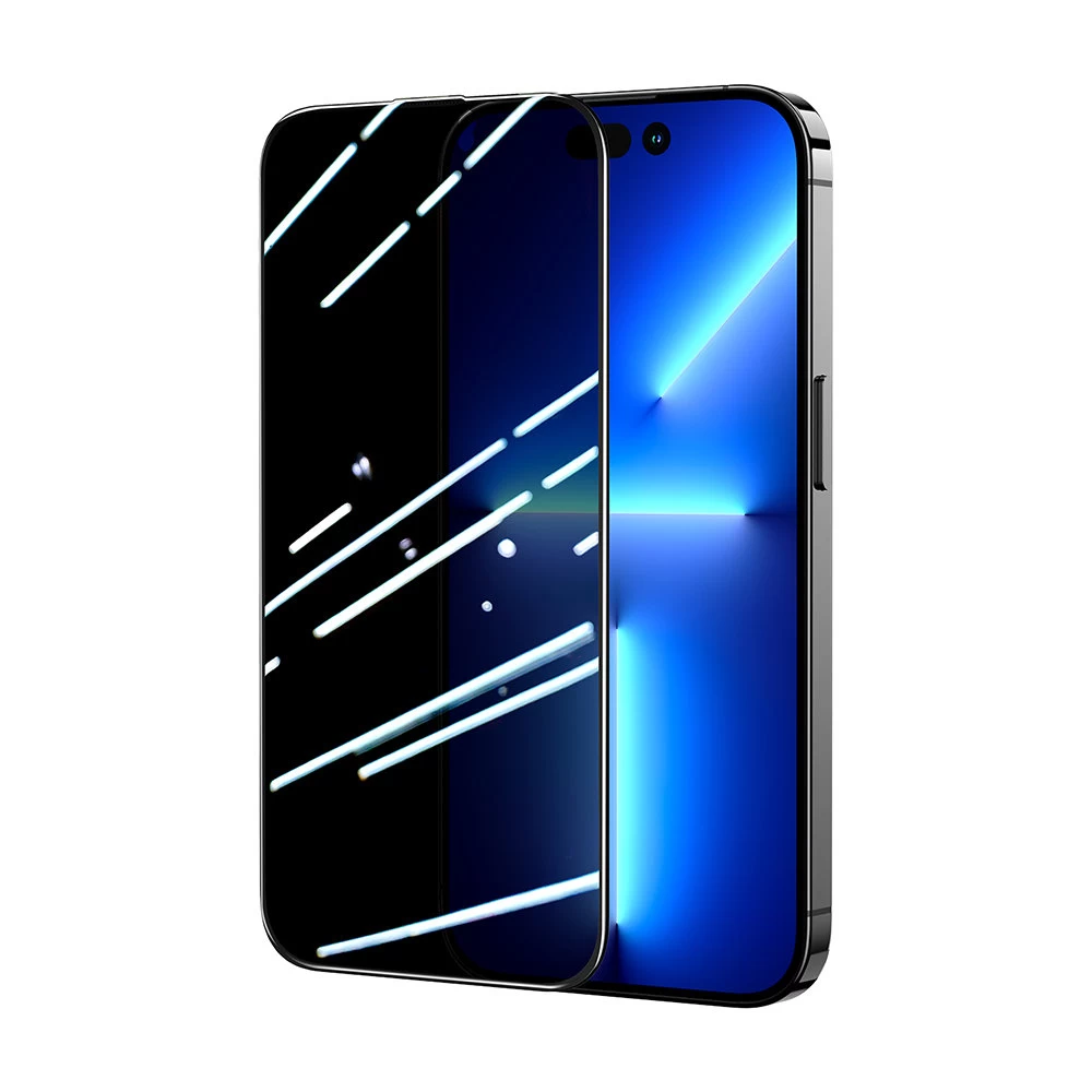 Grūdintas Stiklas iphone 14 Plus Su anti-spy Filtru Visam Ekranui Su Skaidriu Rėmeliu