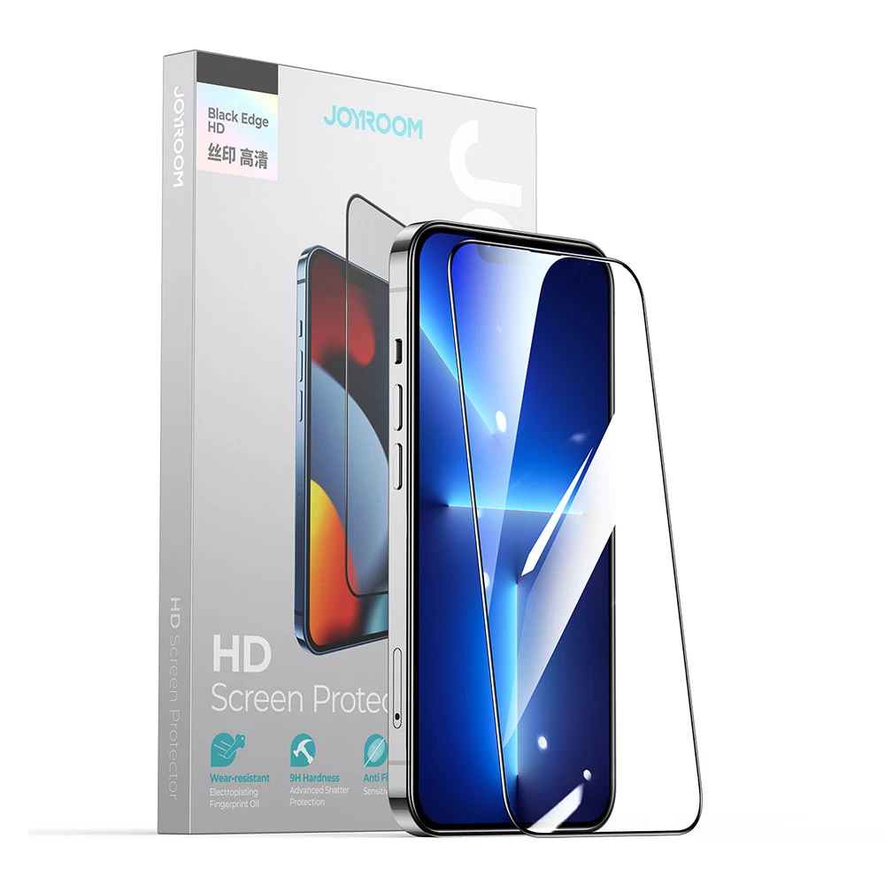 Grūdintas Stiklas iphone 14 Plus Visam Ekranui Su Rėmeliu Skaidrus Knight 2.5d Tg