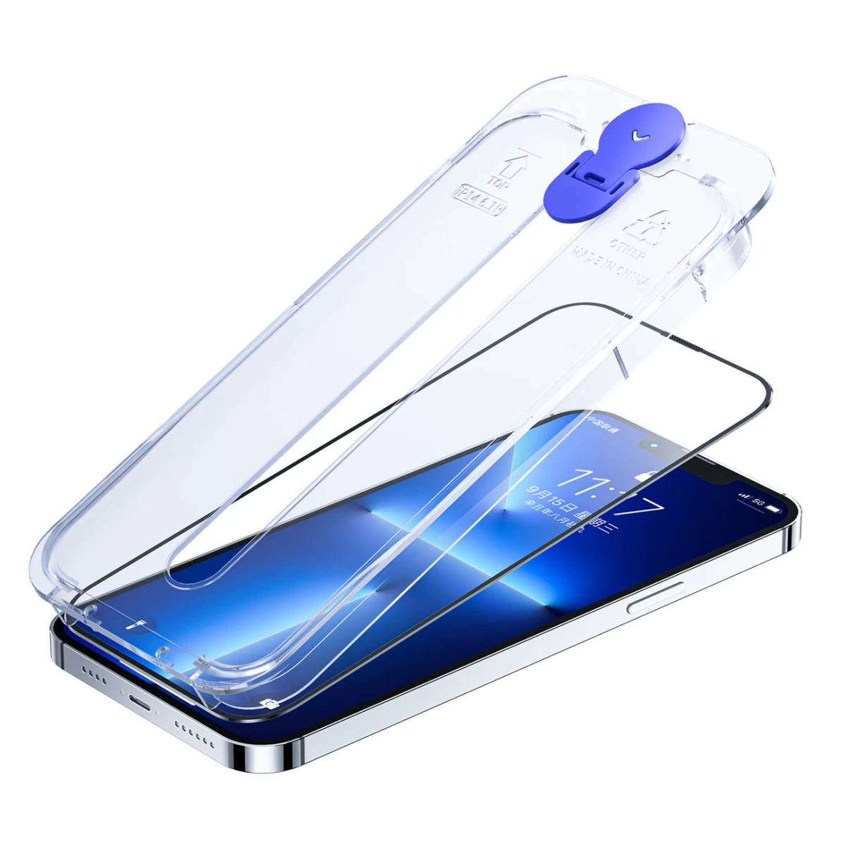 Grūdintas Stiklas iphone 14 Pro Max Su Tvirtinimo Rinkiniu, Skaidrus Knight