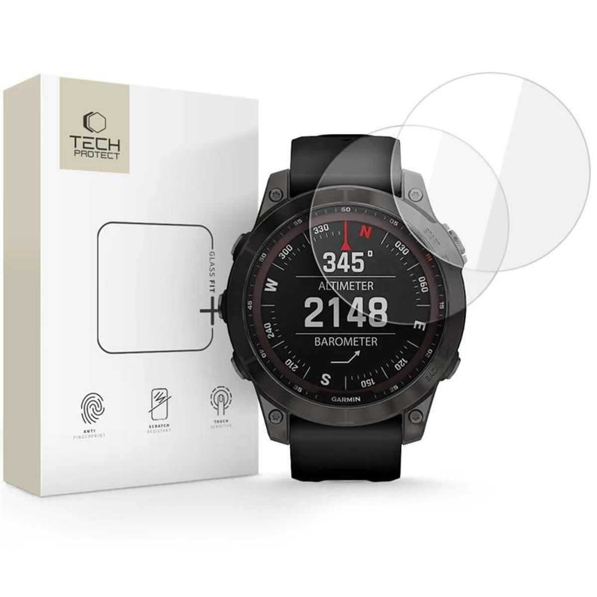 Grūdintas Stiklas, Skirtas garmin Fenix 7 / 7 Pro Glass Fit+ Laikrodžiui, Skaidrus - 2 Vnt.