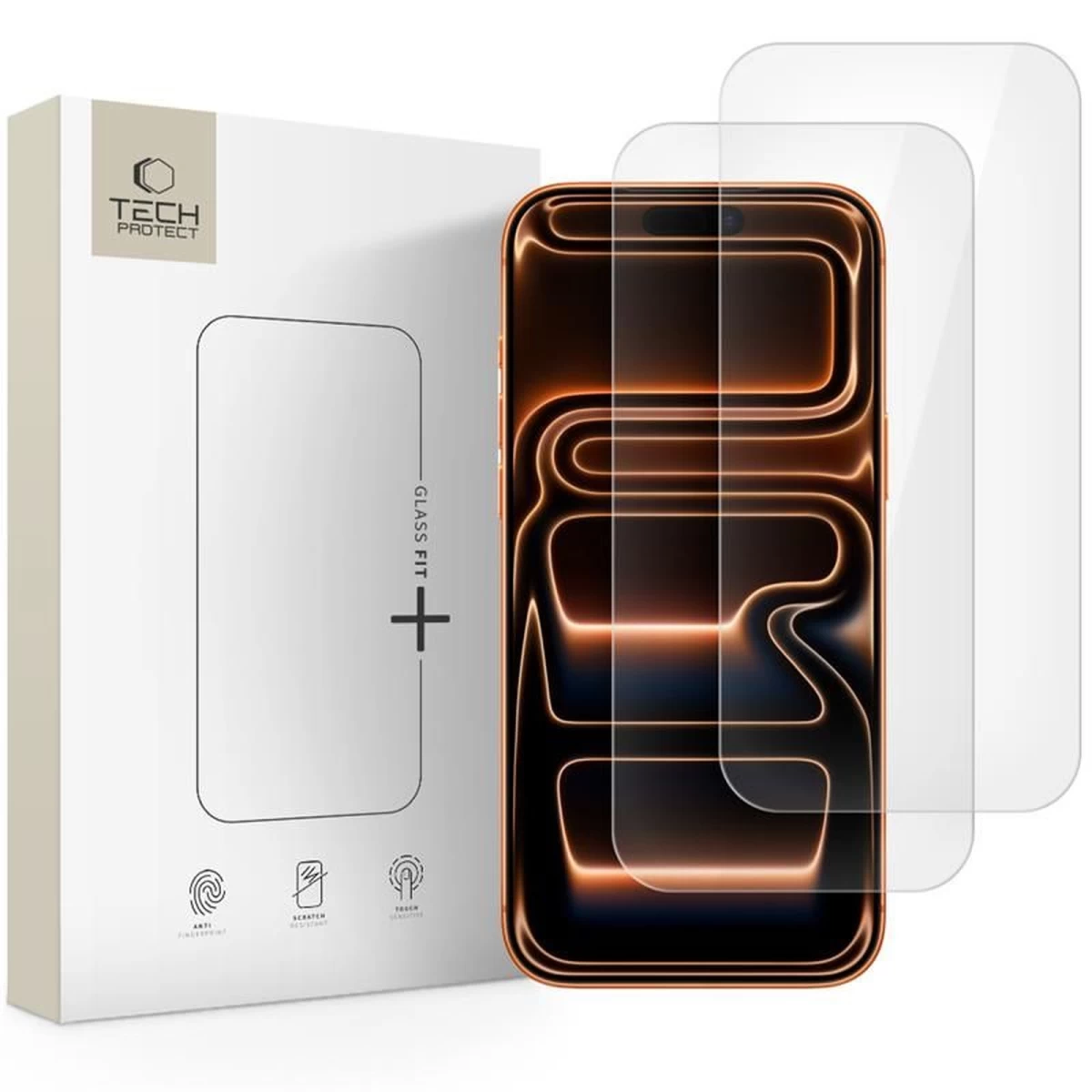 Grūdintas Stiklas, Skirtas iphone 16 Pro / 17 / 17 Pro Glass Fit+, Skaidrus - 2 Vnt.
