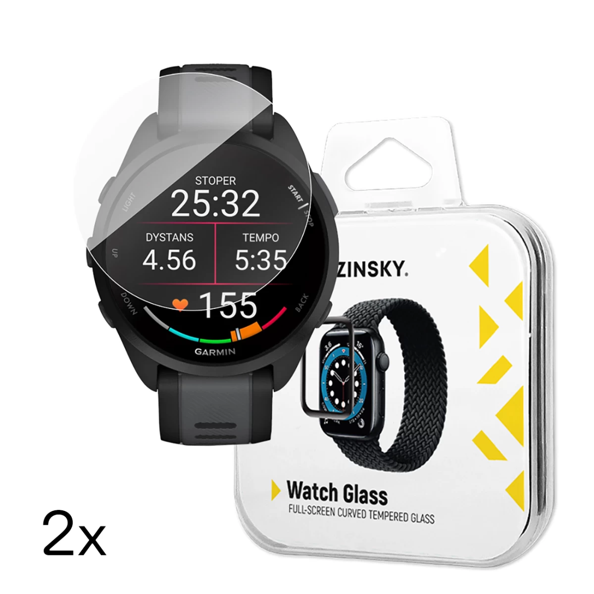 Grūdintas Stiklas, Skirtas Laikrodžiui garmin Forerunner 165 Full Glue - 2 Vnt.