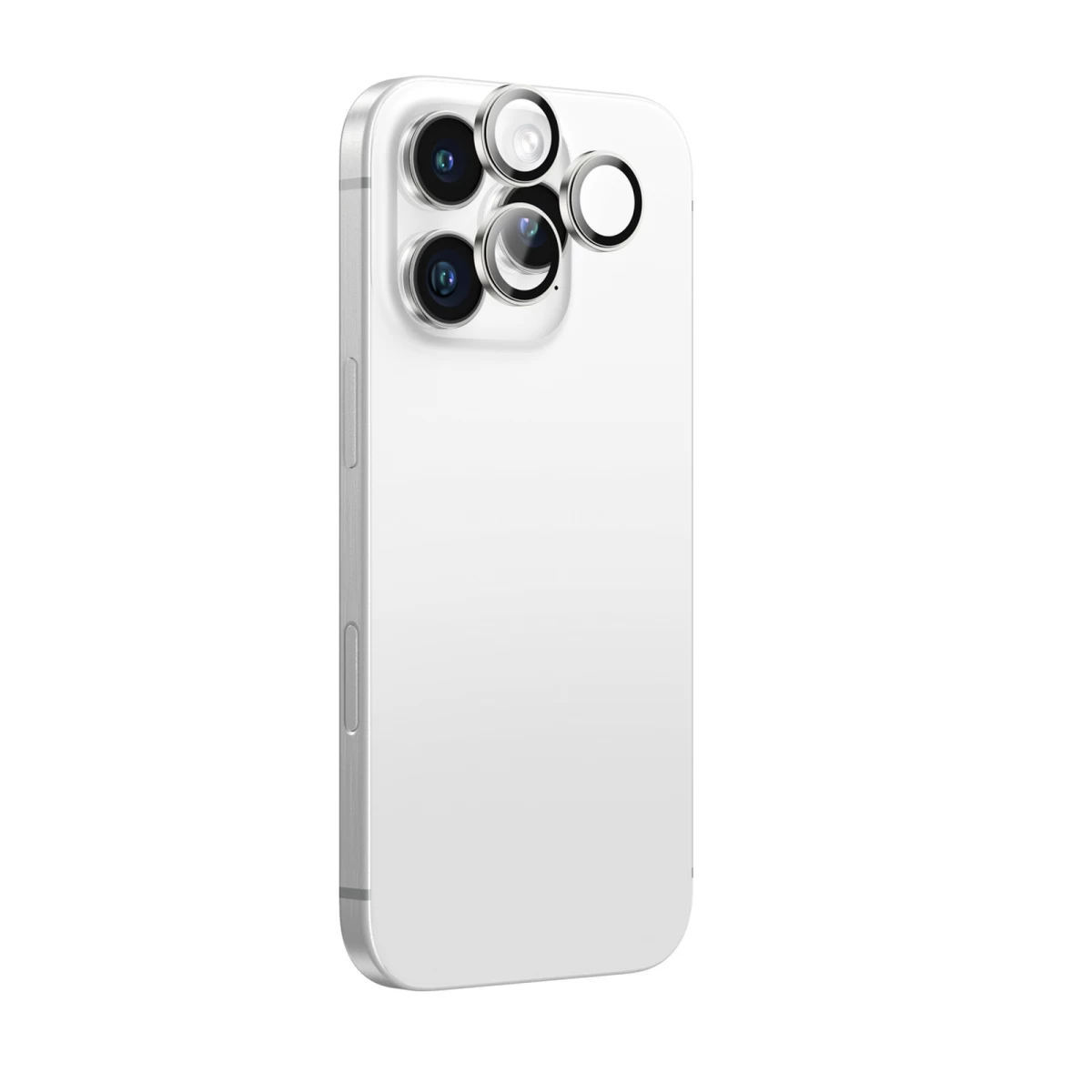 Grūdintas Stiklas Su Kameros Objektyvo Rėmeliu, Skirtas iphone 16 Pro / 16 Pro Max - Sidabrinis