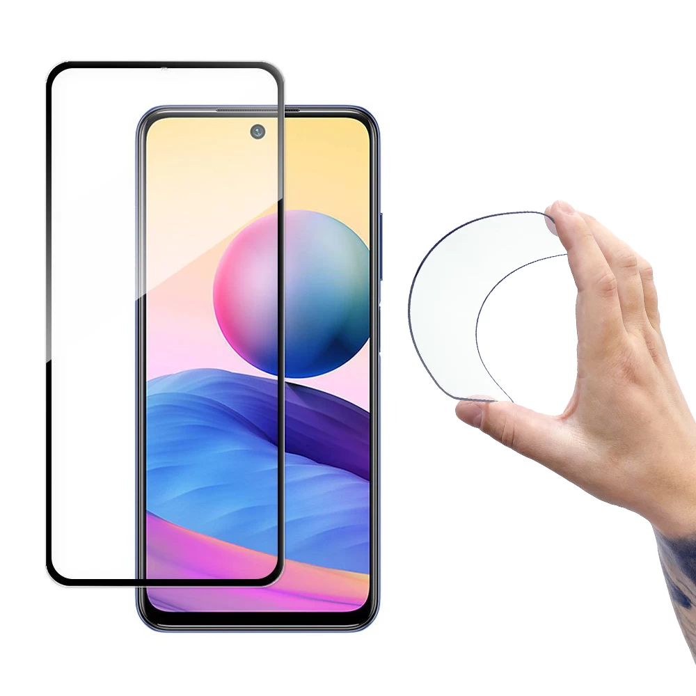 Grūdinto Stiklo Plėvelė Su Ekrano Rėmeliu Xiaomi Redmi Note 10 5g Full Cover Flexi Nano Juoda