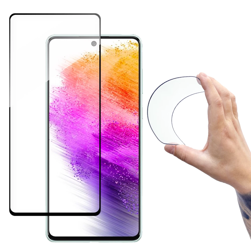 Grūdinto Stiklo Plėvelė Su Rėmeliu samsung Galaxy A73 Full Cover Flexi Nano Skaidri