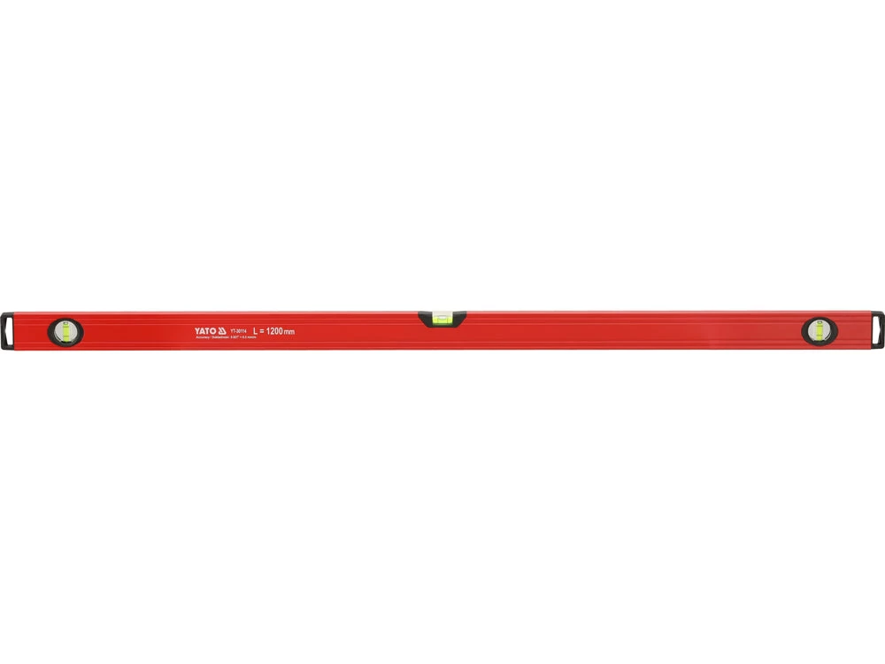 Gulsčiukas aliuminis | BOX level | 1200 mm | su rankenėlėmis | 3 akutės (YT-30114)